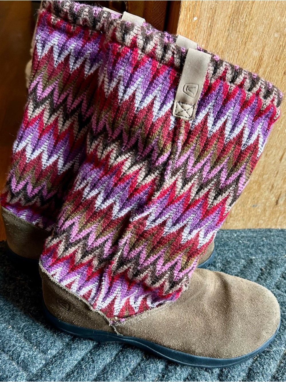 Keen Women's Pink and Brown Knit Cozy Lined Boot